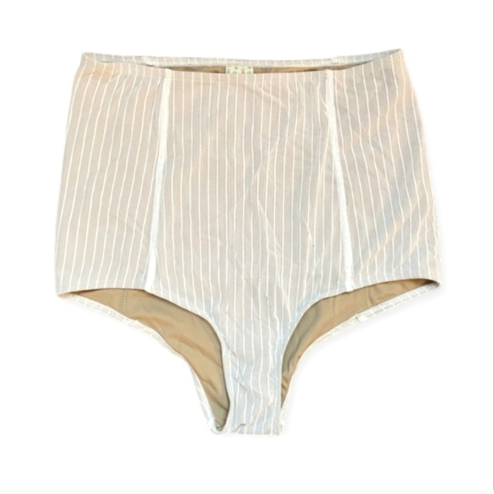 NWOT Kortni Jeane Women's White Mesh High Wiasted Bikini Swim Bottoms Size Small